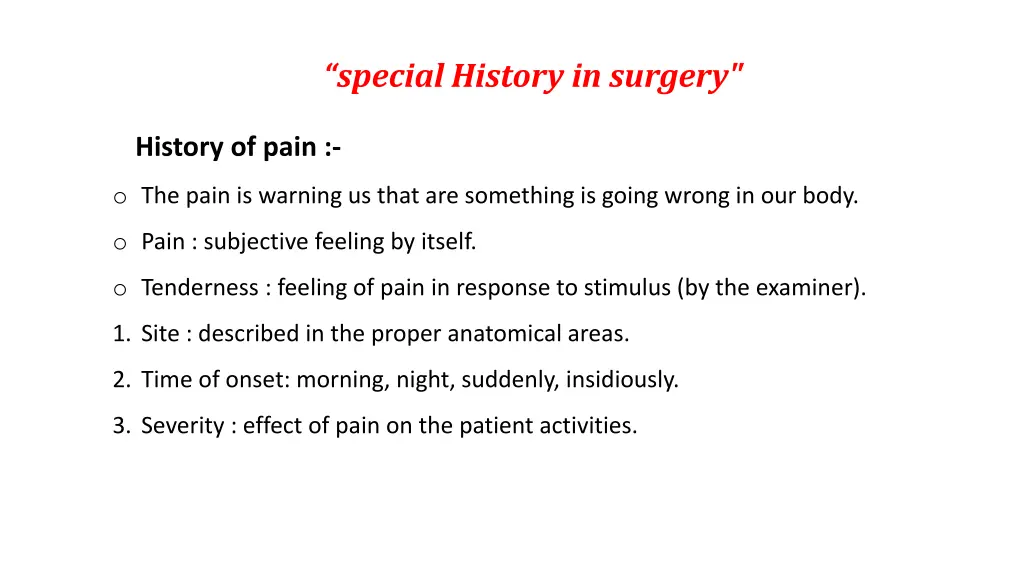 special history in surgery