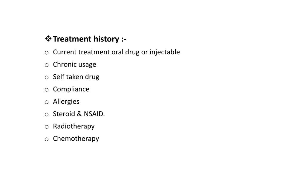 treatment history