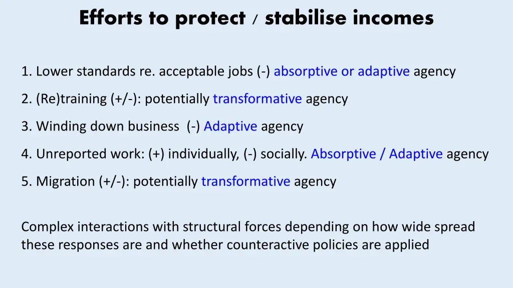 efforts to protect stabilise incomes 1