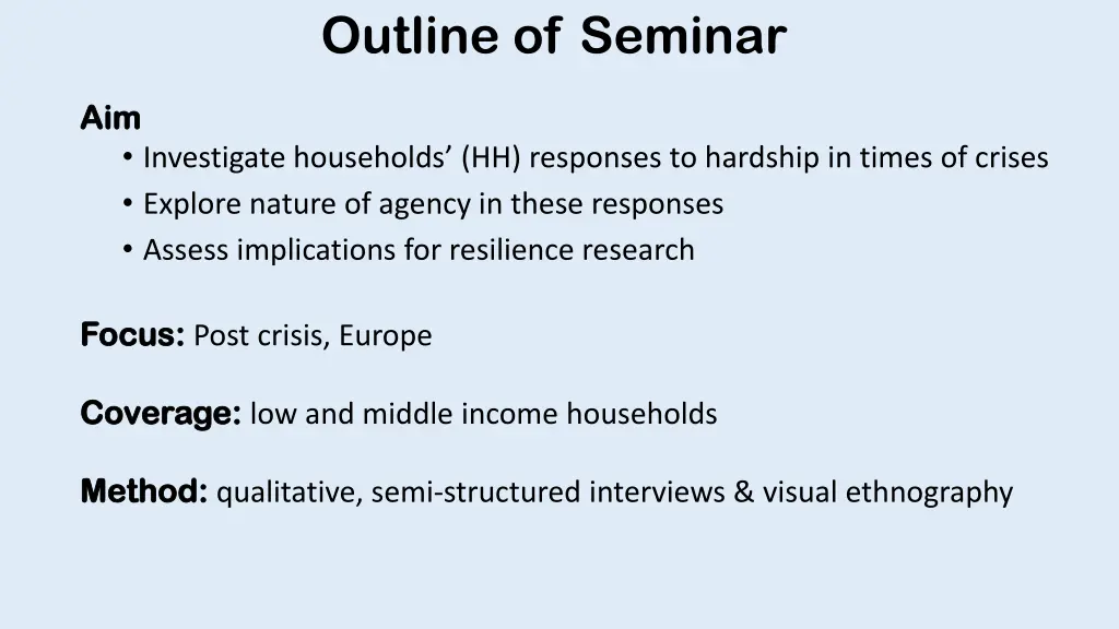 outline of seminar