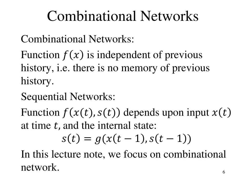 combinational networks