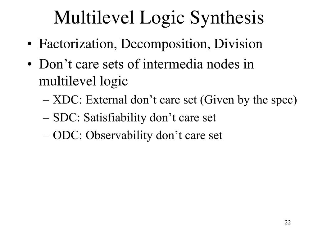 multilevel logic synthesis