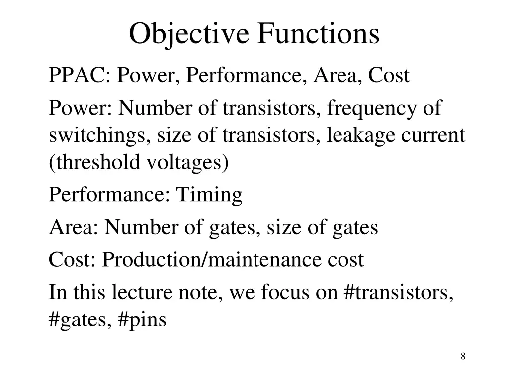 objective functions