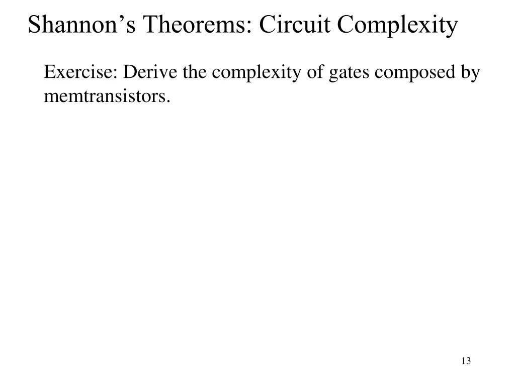 shannon s theorems circuit complexity 1