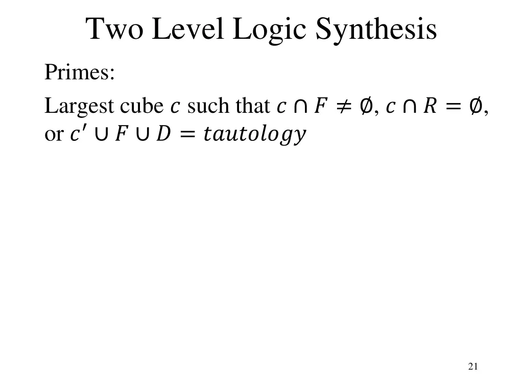 two level logic synthesis 1