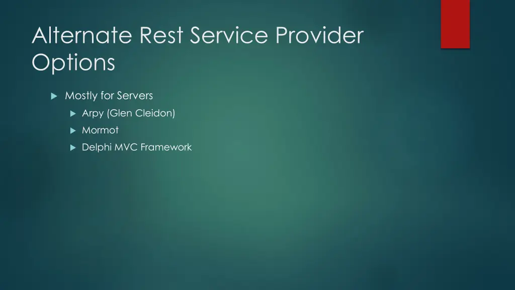 alternate rest service provider options