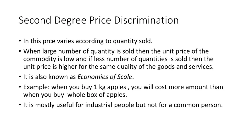 second degree price discrimination