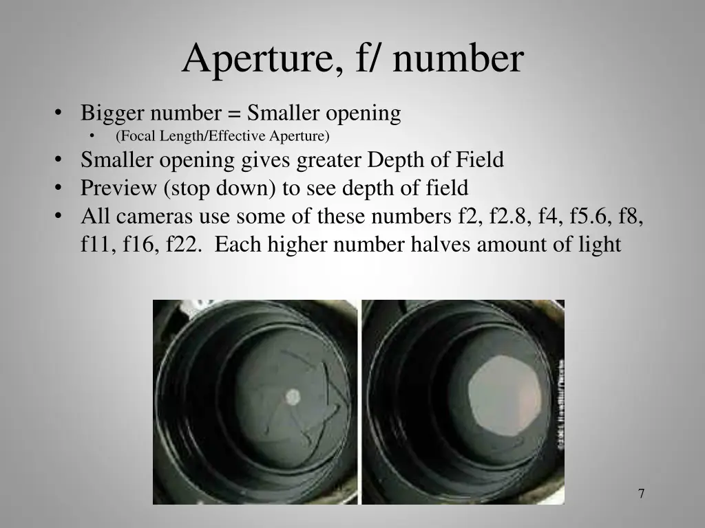 aperture f number