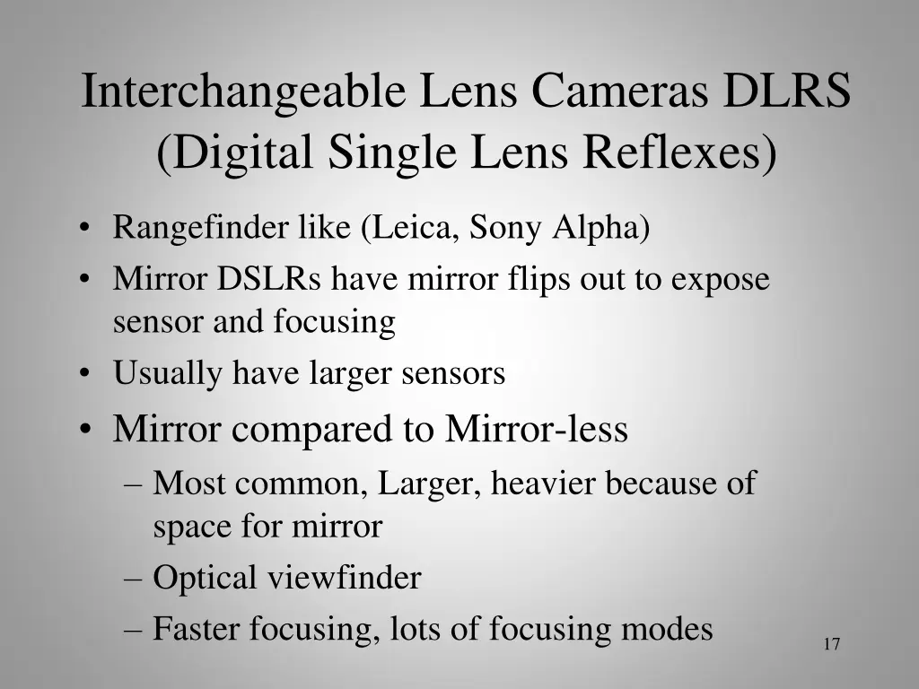 interchangeable lens cameras dlrs digital single