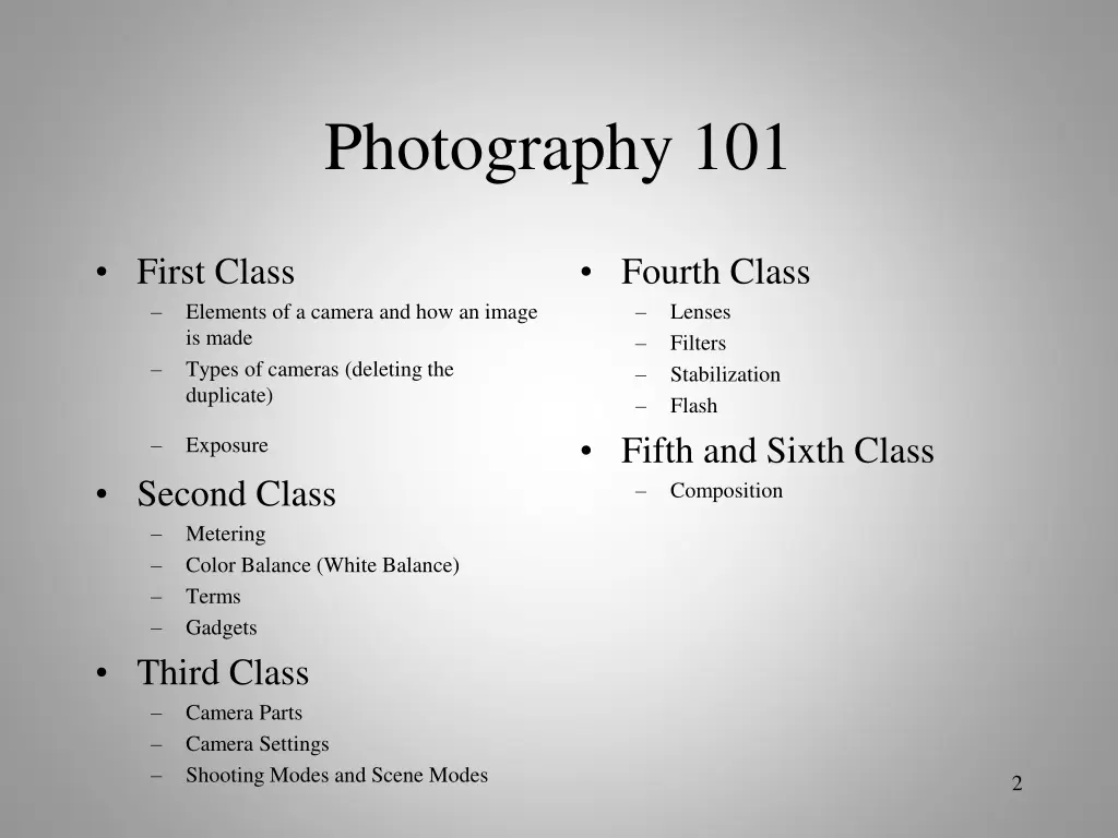 photography 101