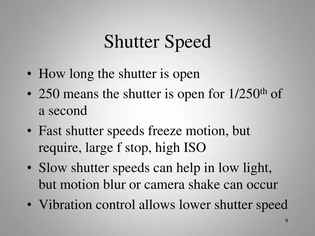 shutter speed