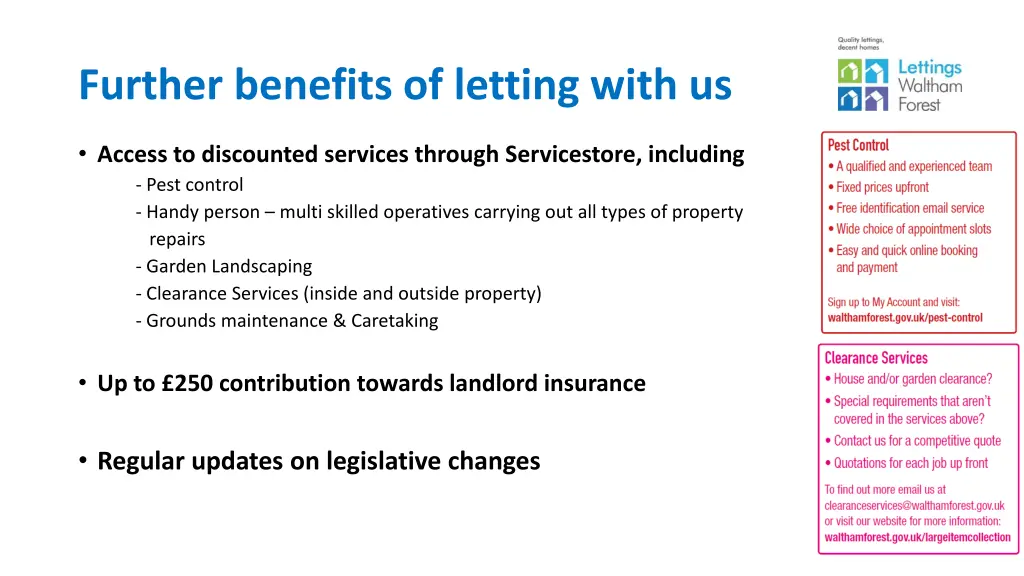 further benefits of letting with us