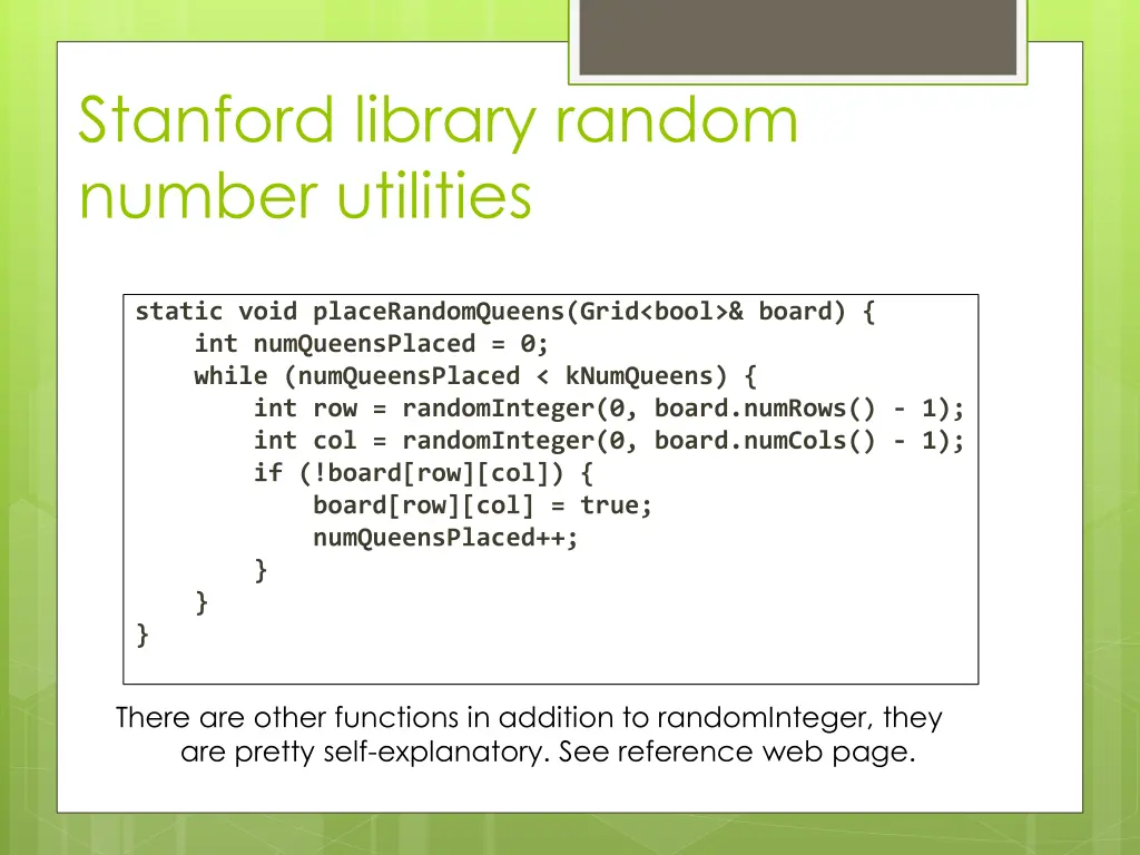 stanford library random number utilities