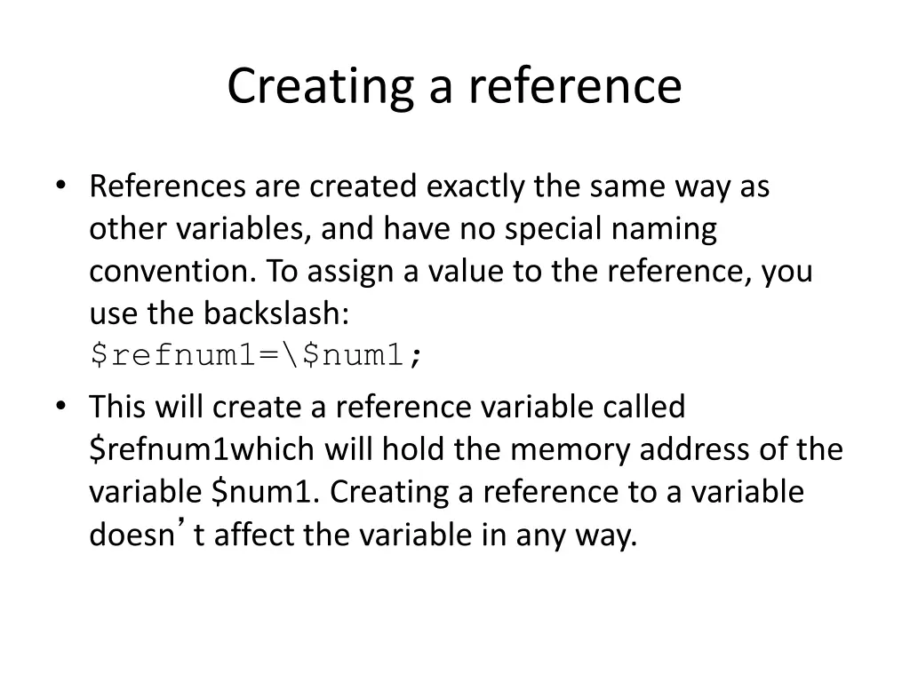 creating a reference