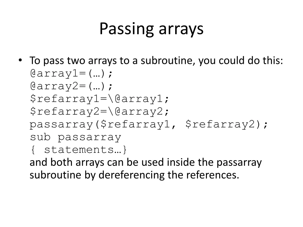 passing arrays