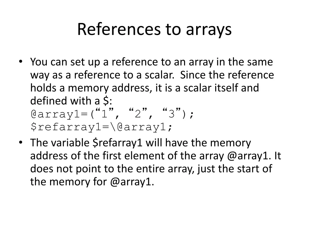 references to arrays 1