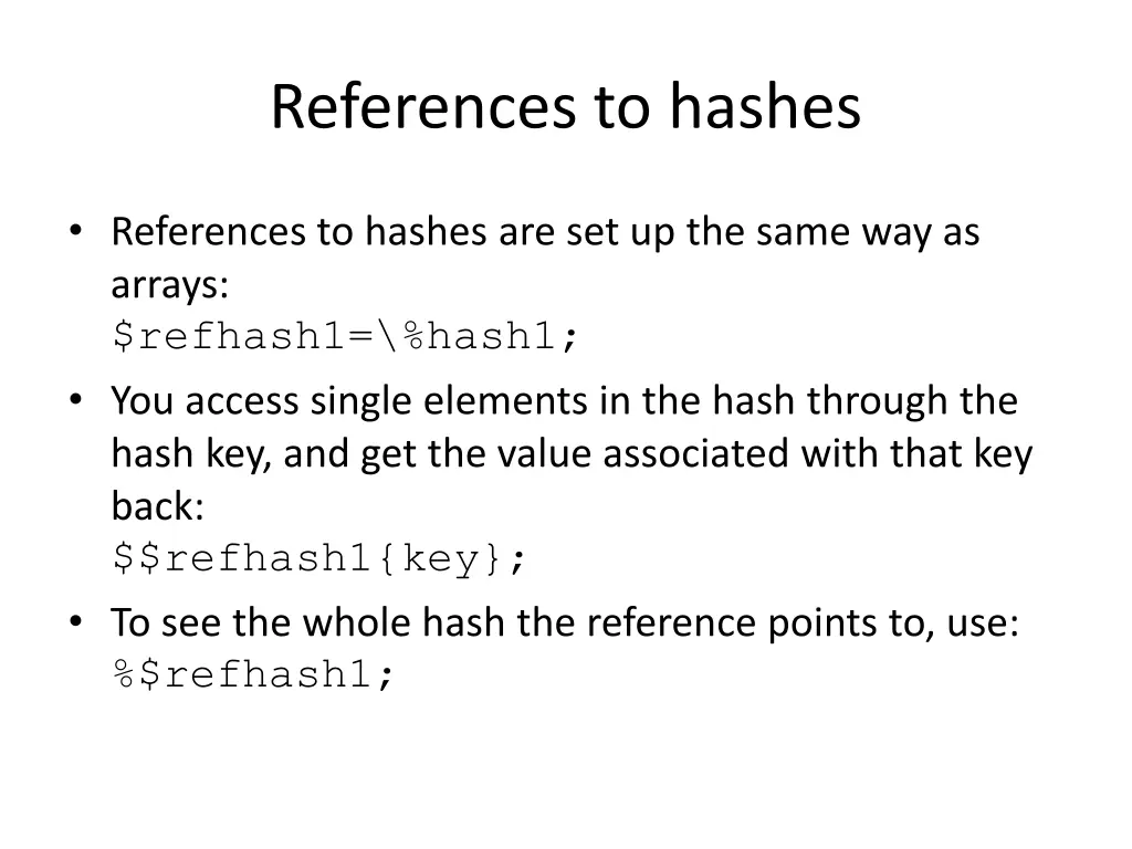 references to hashes 1