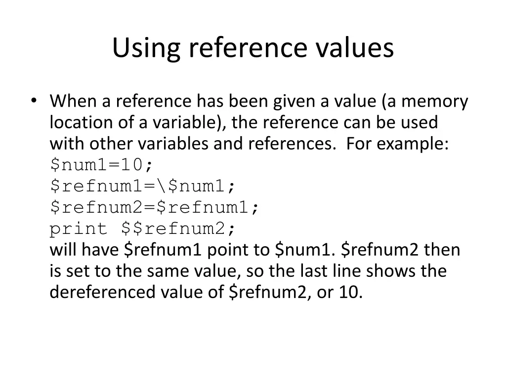 using reference values