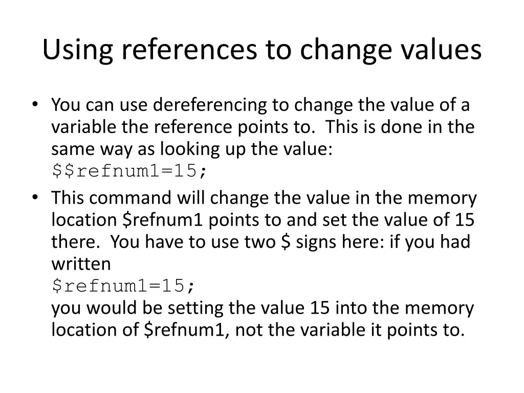 using references to change values