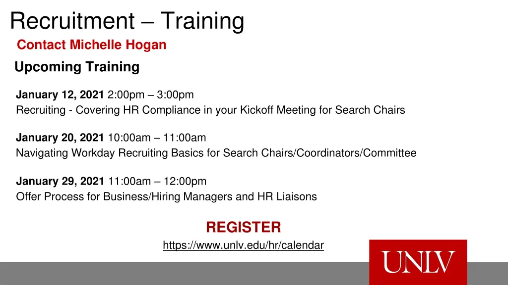 recruitment training contact michelle hogan