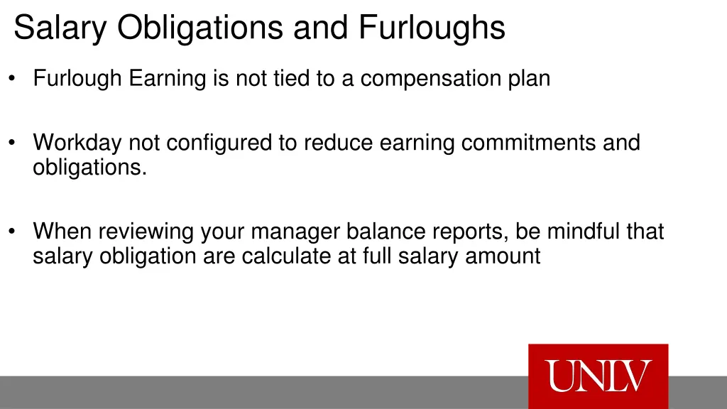 salary obligations and furloughs