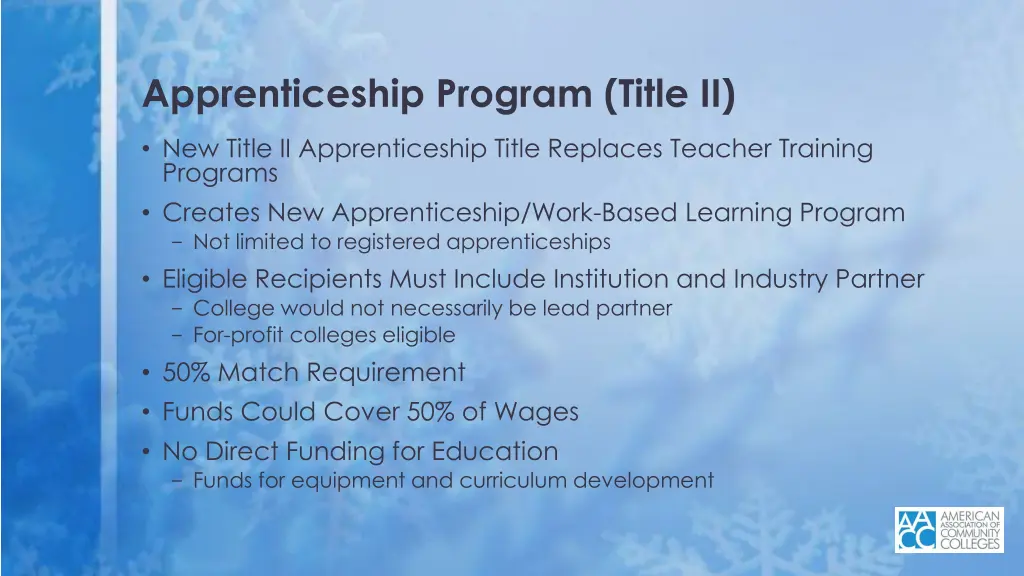 apprenticeship program title ii