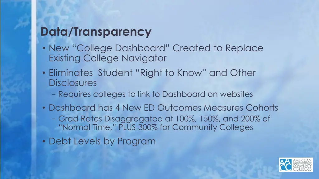 data transparency new college dashboard created