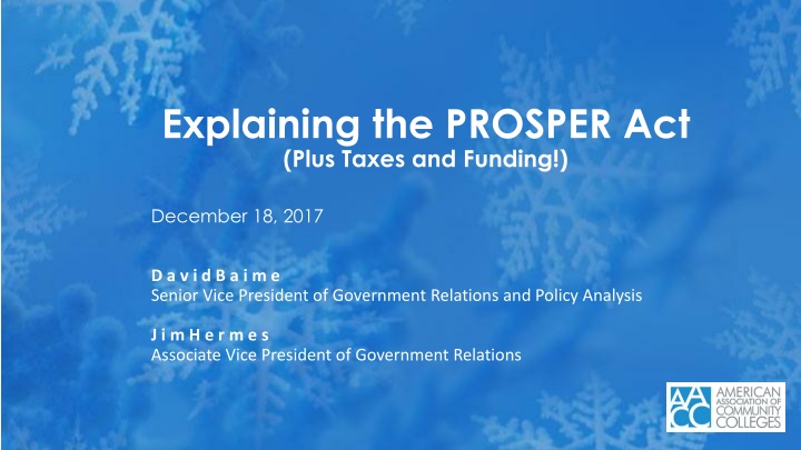 explaining the prosper act plus taxes and funding