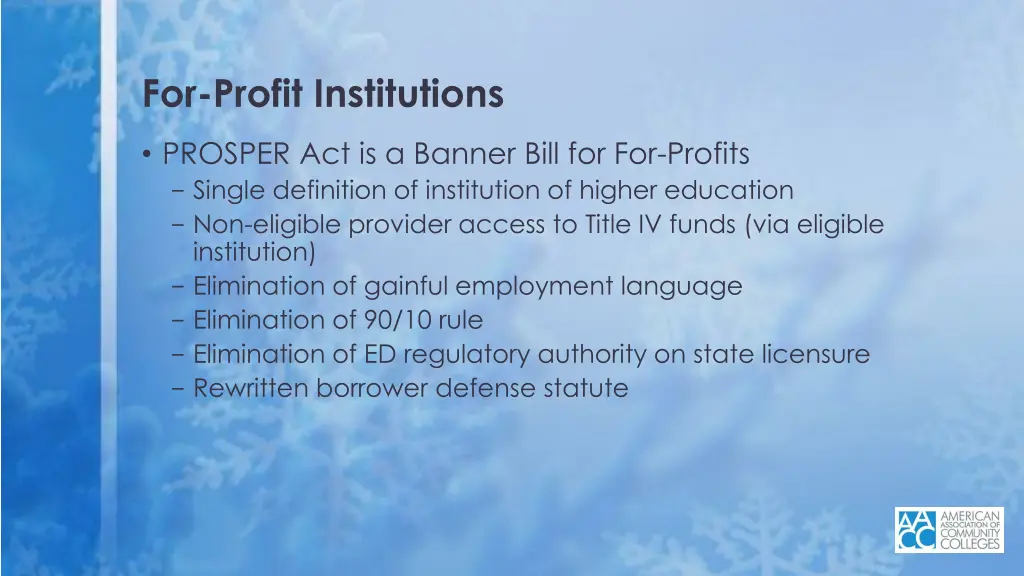 for profit institutions