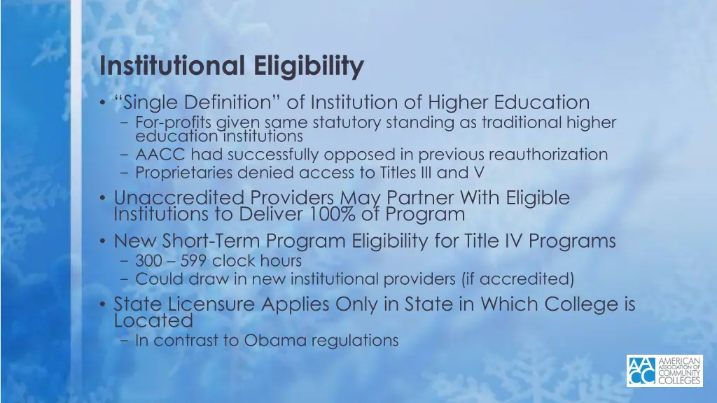 institutional eligibility single definition