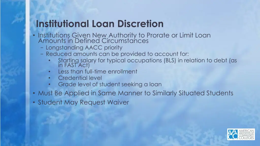 institutional loan discretion institutions given