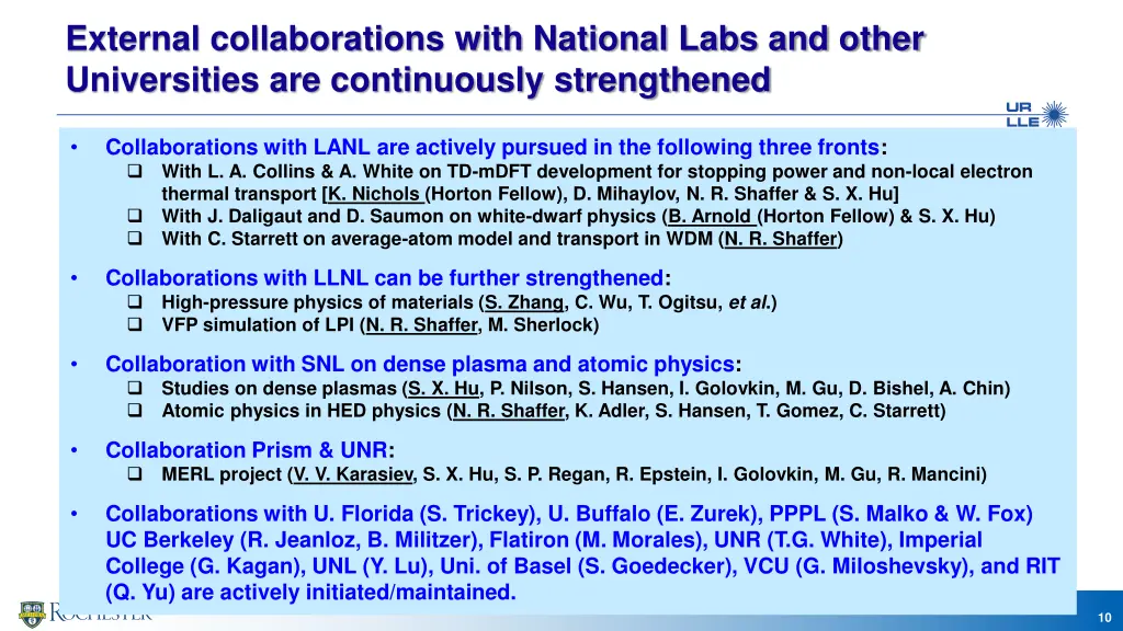 external collaborations with national labs