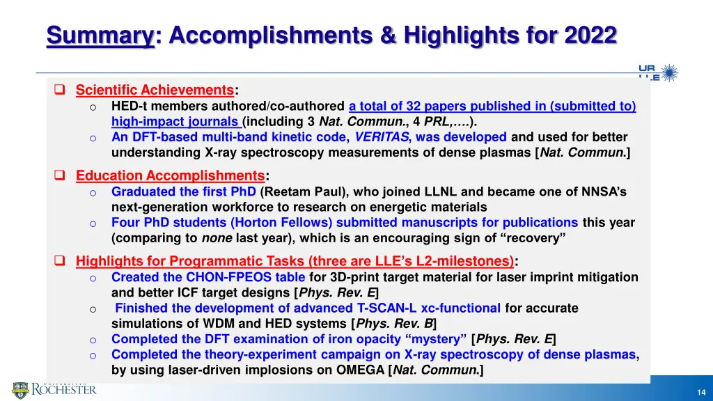 summary accomplishments highlights for 2022