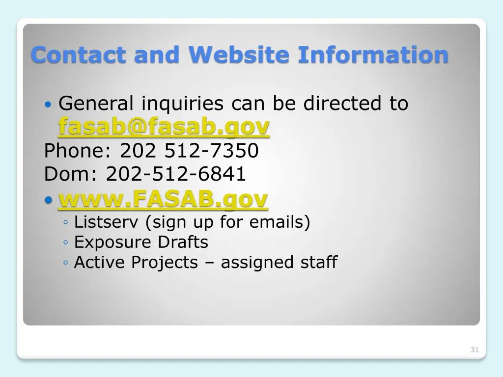 contact and website information