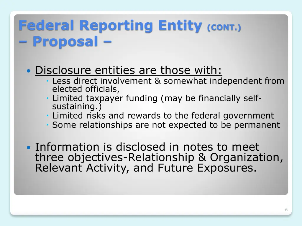 federal reporting entity cont proposal 1