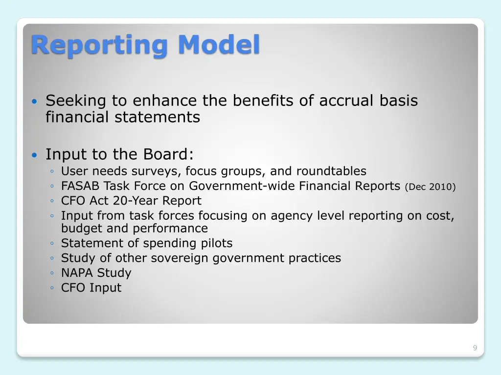 reporting model