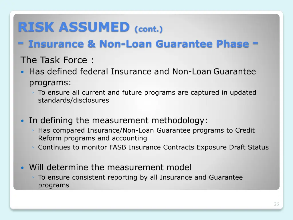 risk assumed cont insurance non loan guarantee