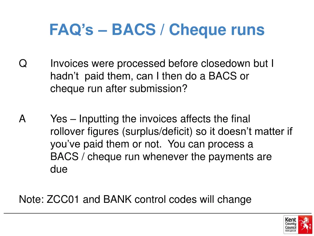 faq s bacs cheque runs