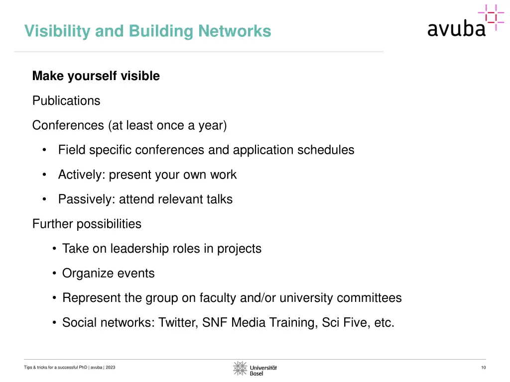 visibility and building networks