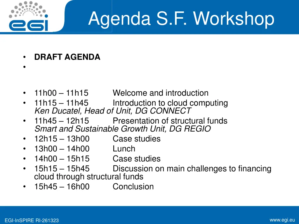 agenda s f workshop