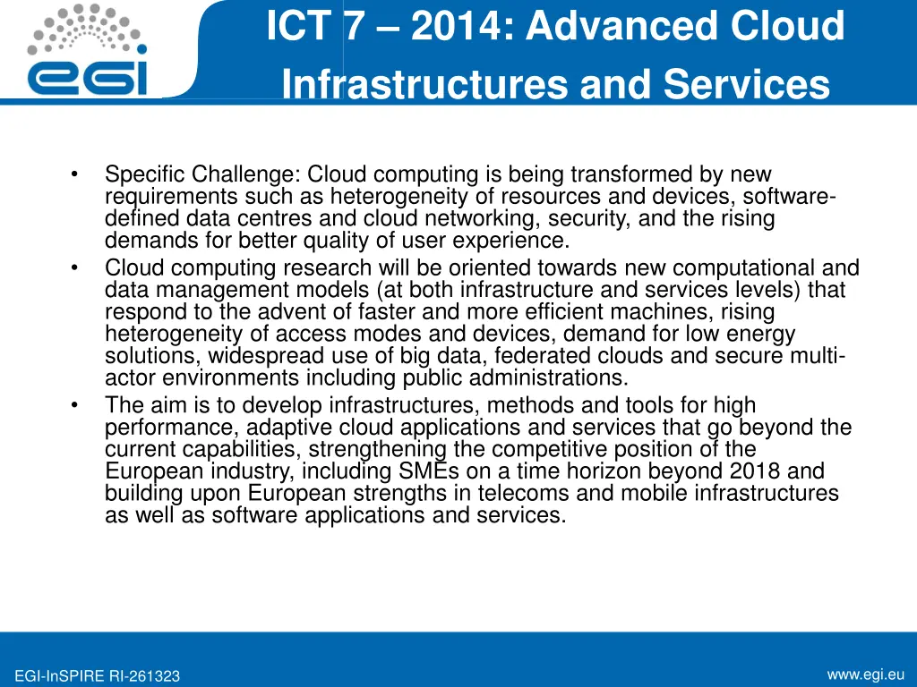 ict 7 2014 advanced cloud infrastructures