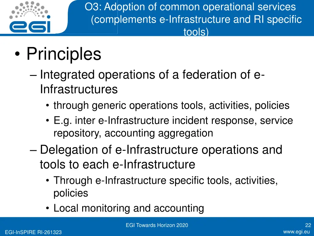 o3 adoption of common operational services