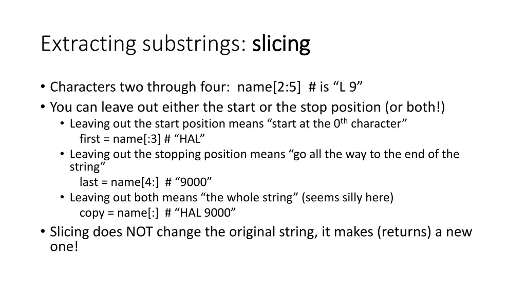 extracting substrings slicing 1