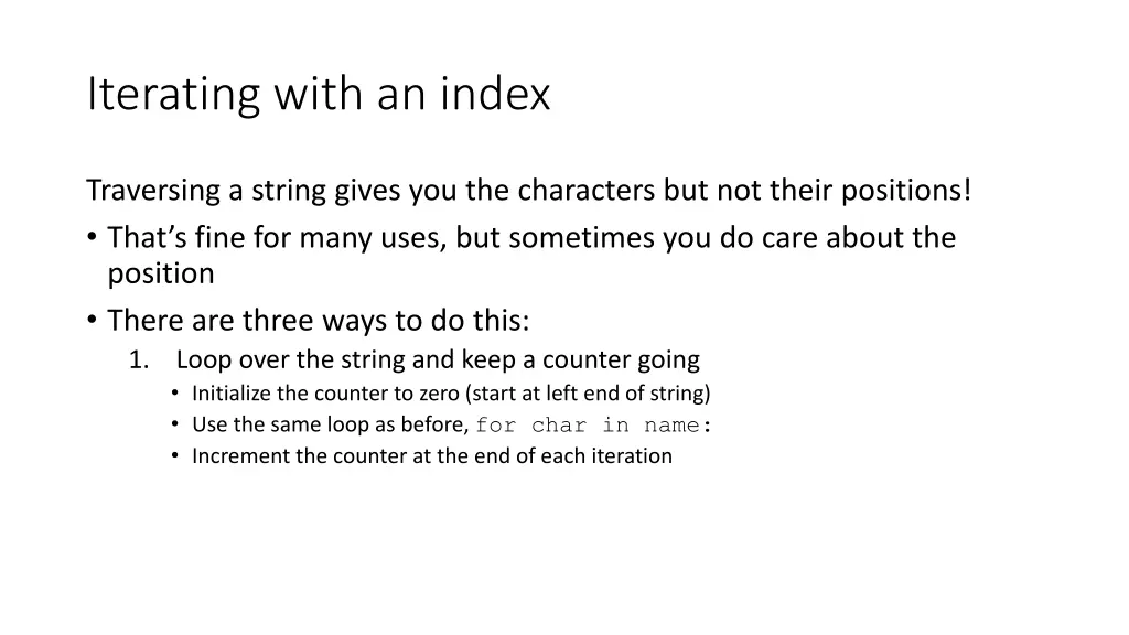 iterating with an index