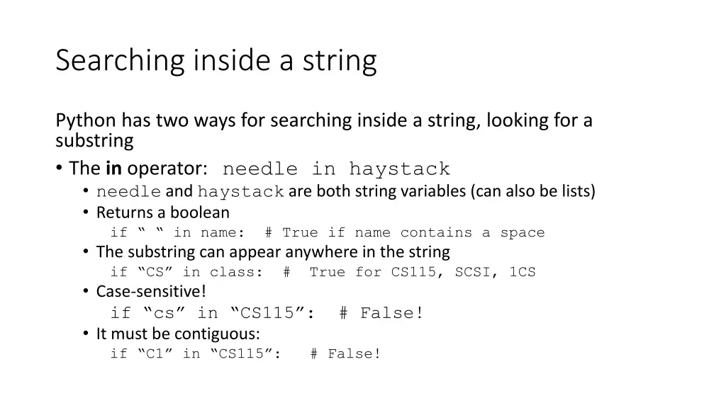 searching inside a string