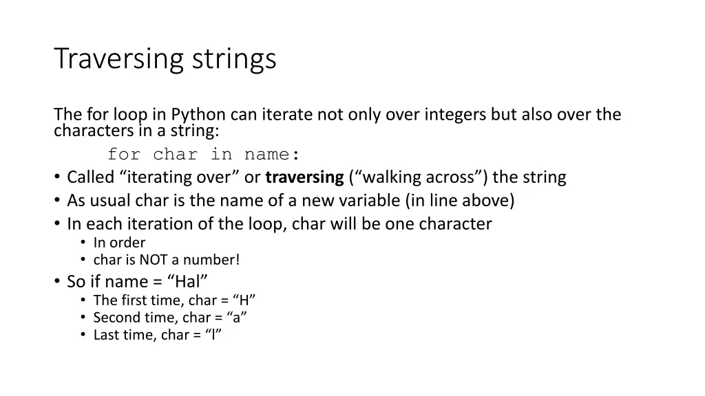 traversing strings