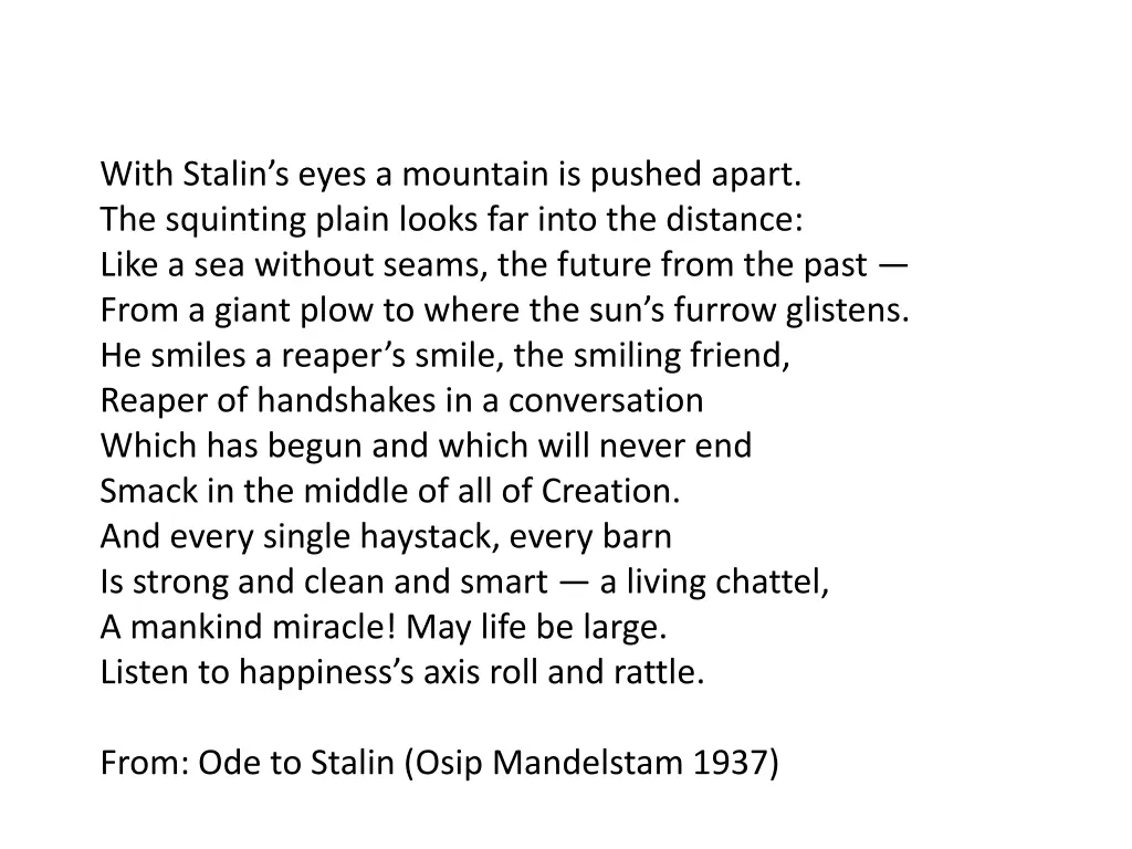 with stalin s eyes a mountain is pushed apart