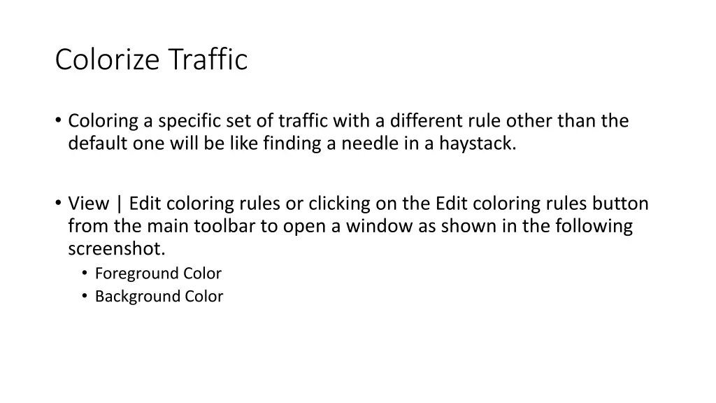 colorize traffic