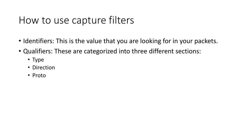 how to use capture filters