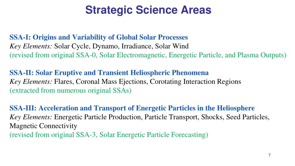 strategic science areas